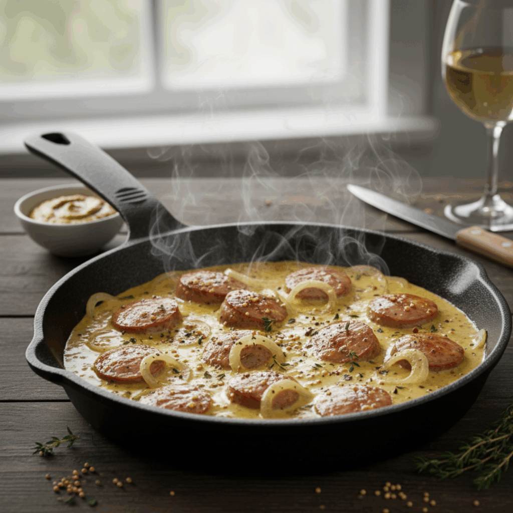 kiełbasa w sosie musztardowym