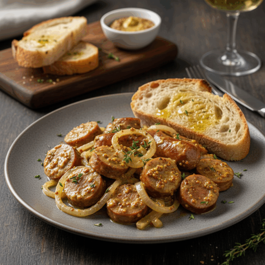 kiełbasa w sosie musztardowym