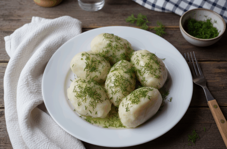 knedle ziemniaczane z serowo-czosnkowym nadzieniem