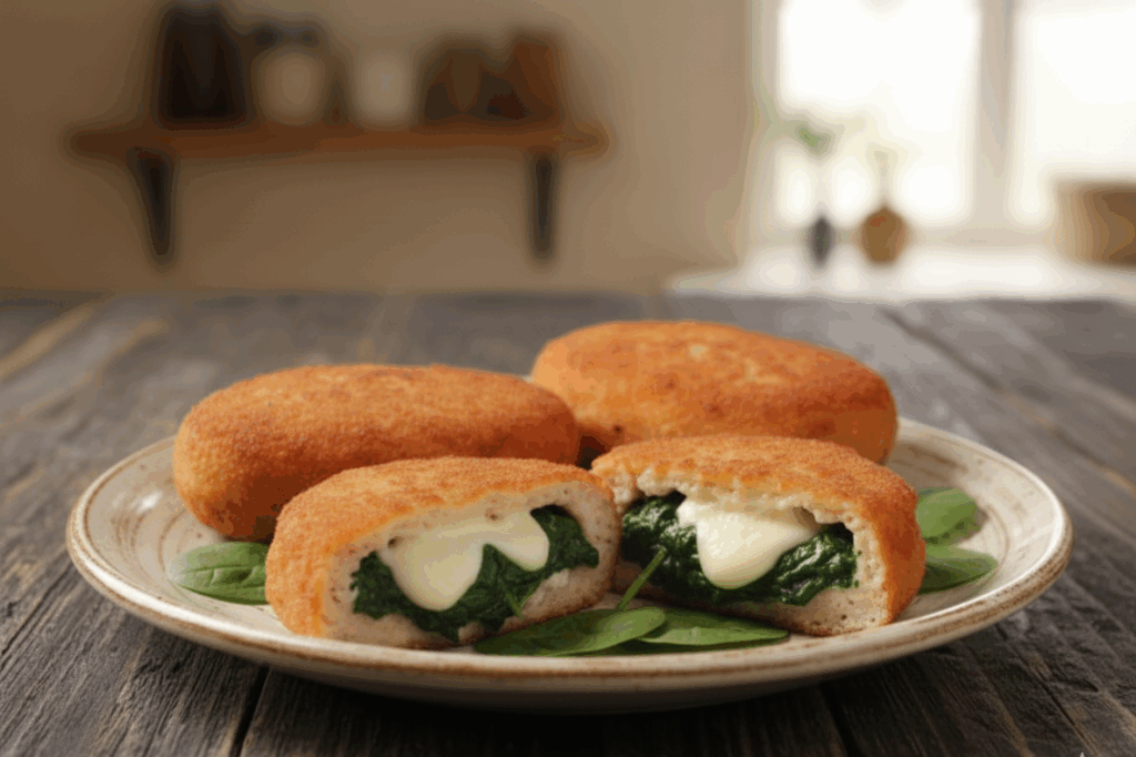 kotlety z indyka ze szpinakiem i mozzarellą