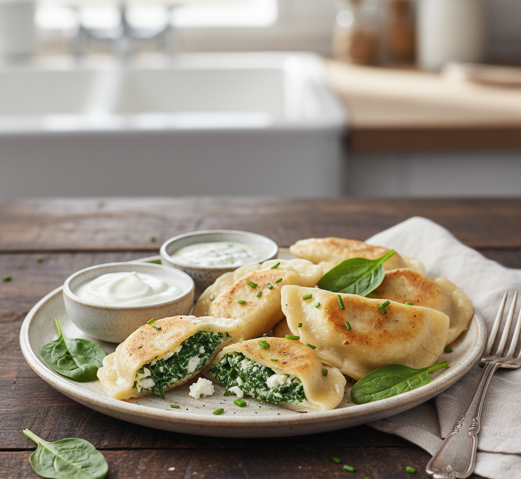 Pierogi ze szpinakiem i fetą