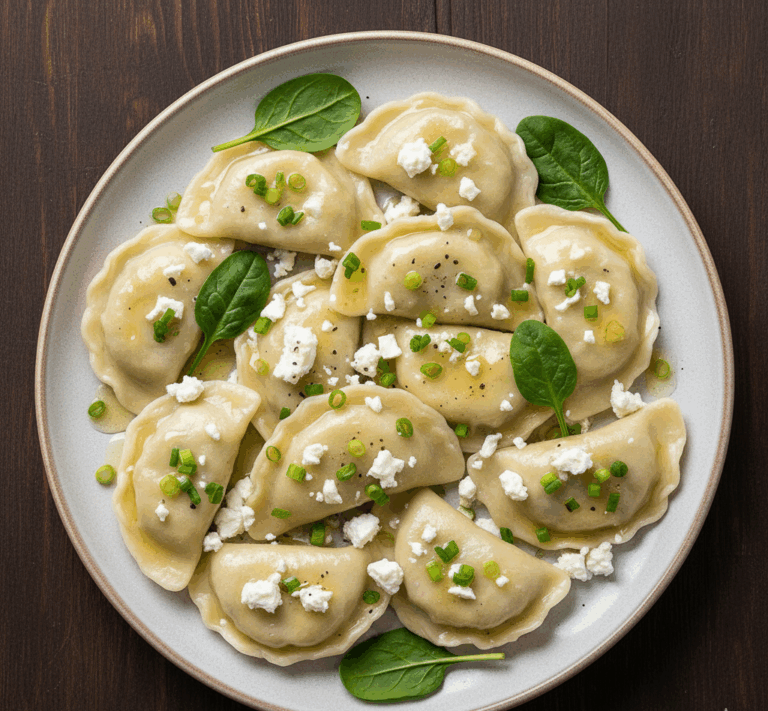 Pierogi ze szpinakiem i fetą