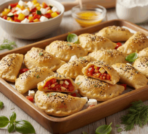 pierozki z farszem warzywnym Chrupiące pierożki z warzywnym farszem