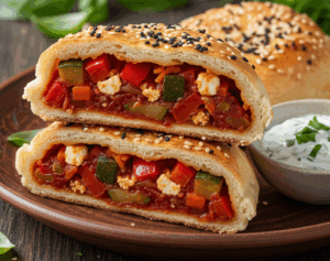 pierozki z warzywnym farszem Chrupiące pierożki z warzywnym farszem