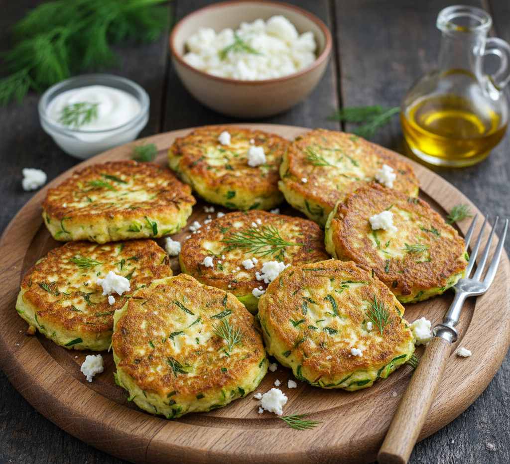 placki z cukini z feta i koperkiem placki z cukini i feta