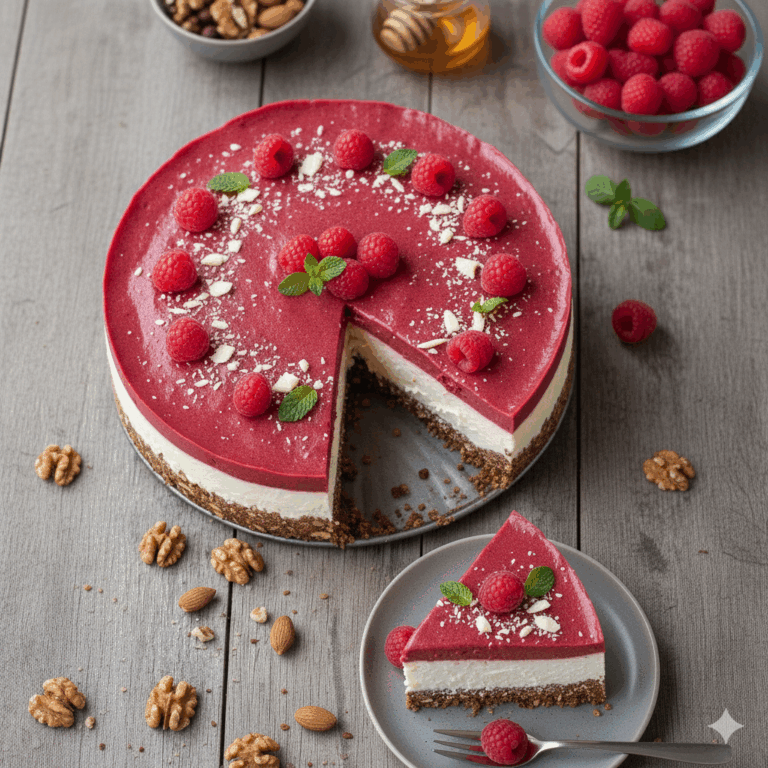 sernik z musem malinowym