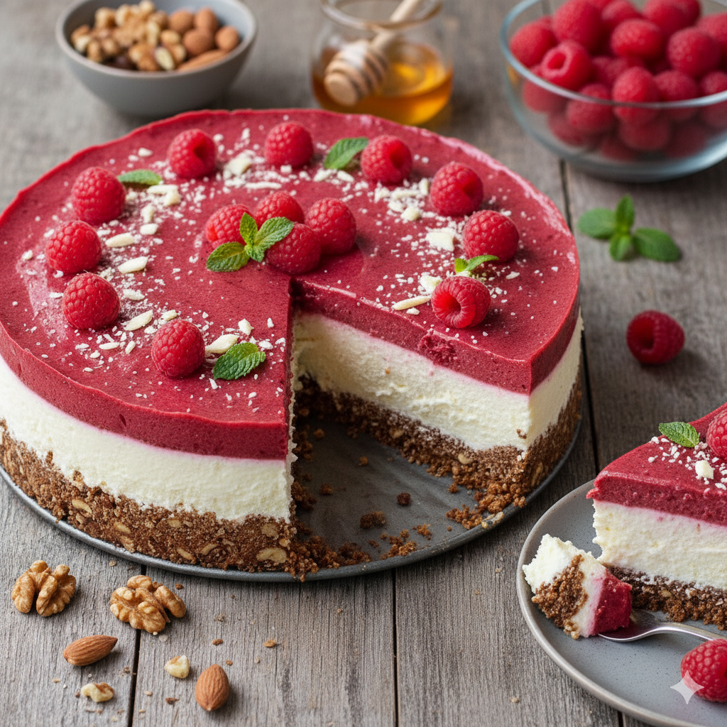 sernik z musem malinowym