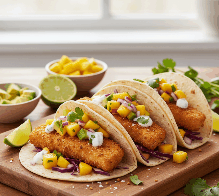 tacos z dorszem i salsą mango