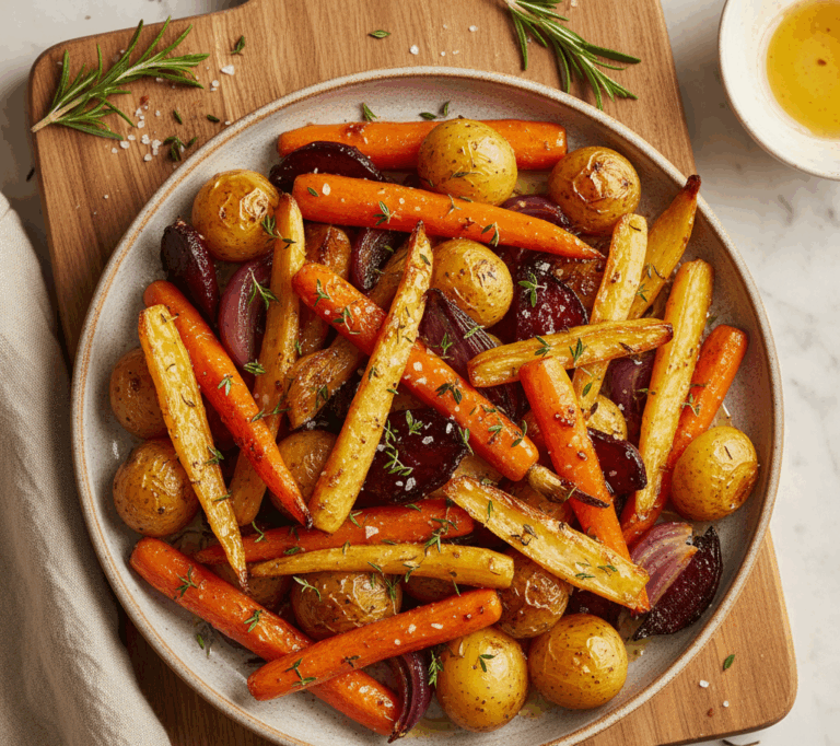 warzywa pieczone w glazurze miodowo-musztardowej