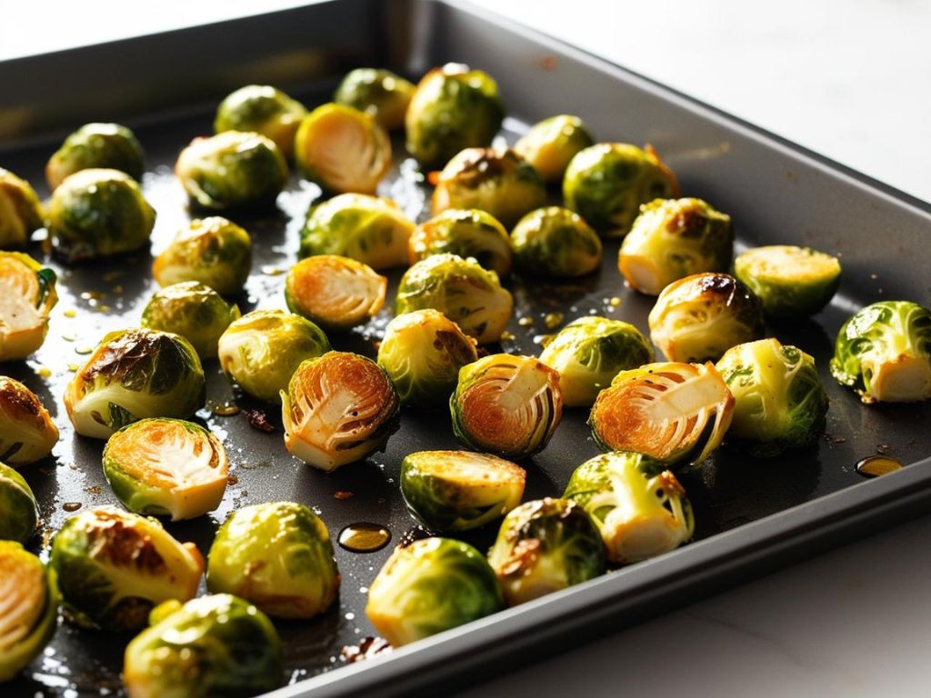 Pieczona brukselka z orzechami