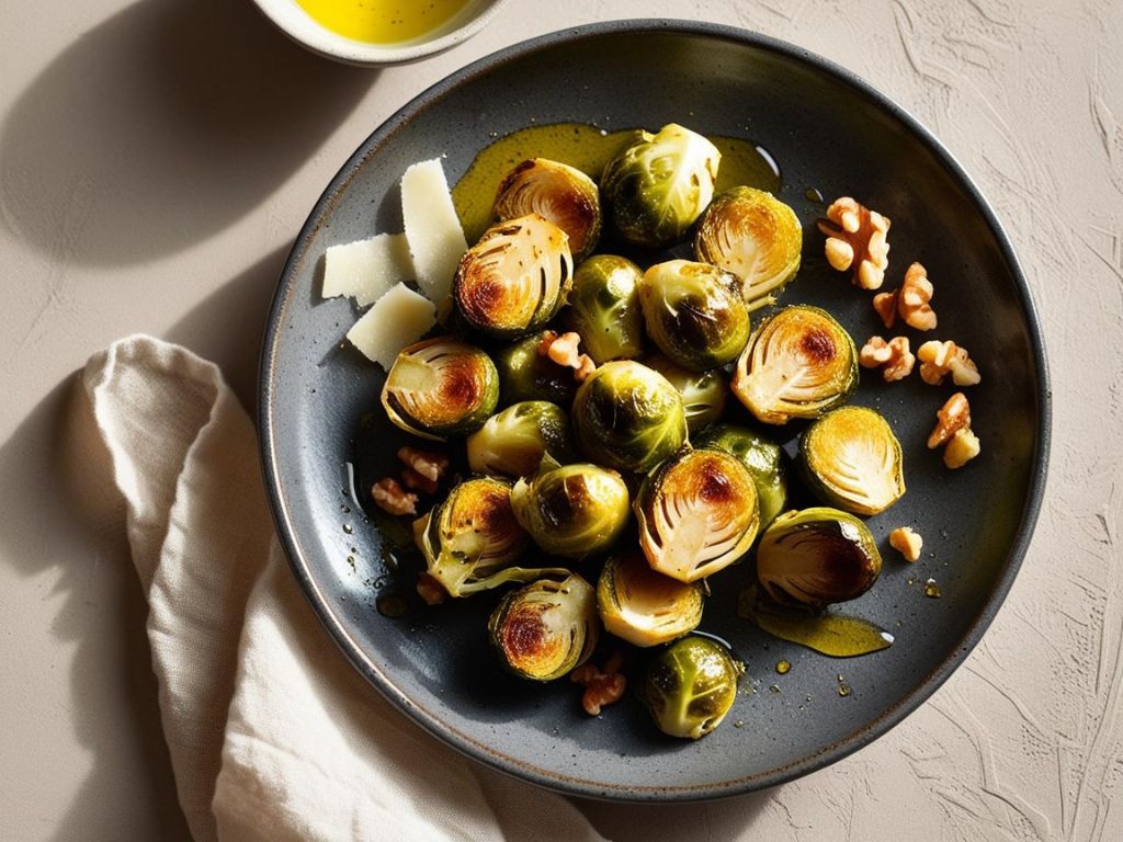 Pieczona brukselka z orzechami