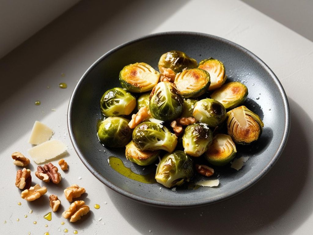 Pieczona brukselka z orzechami