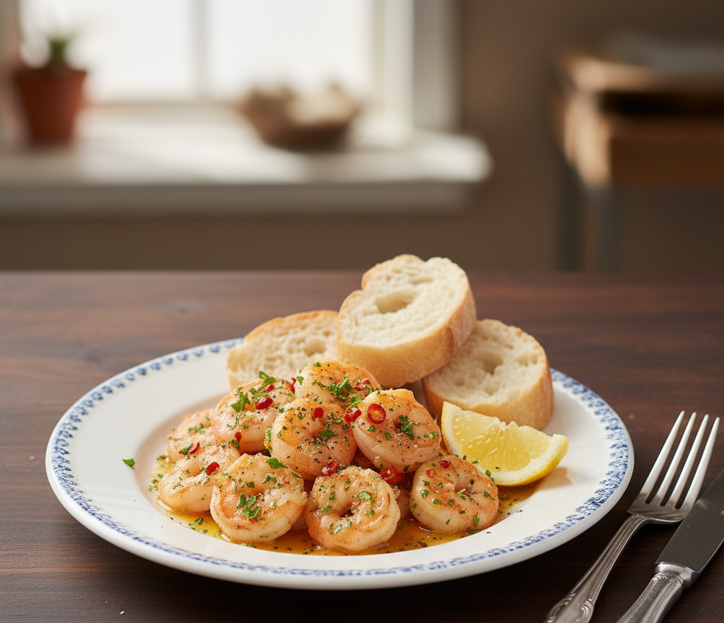 Krewetki w maśle czosnkowym z natką pietruszki