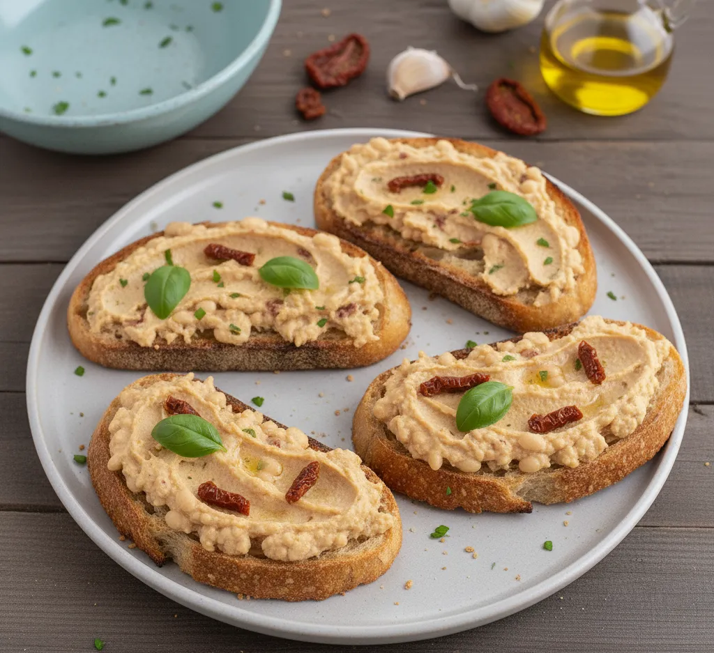 Pasta z bialej fasoli z suszonymi pomidorami Pasta z białej fasoli z suszonymi pomidorami