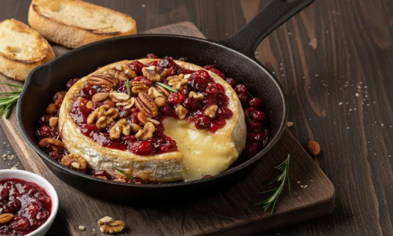 Pieczony camembert z żurawiną i orzechami