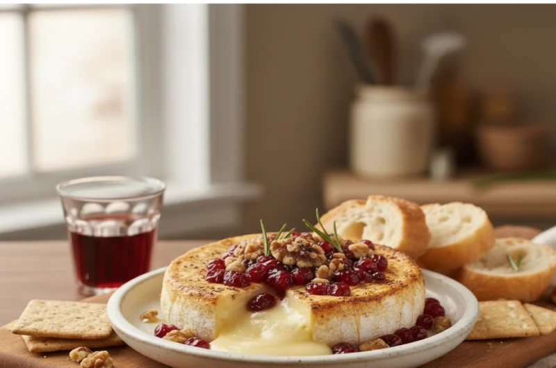 Pieczony camembert z żurawiną i orzechami