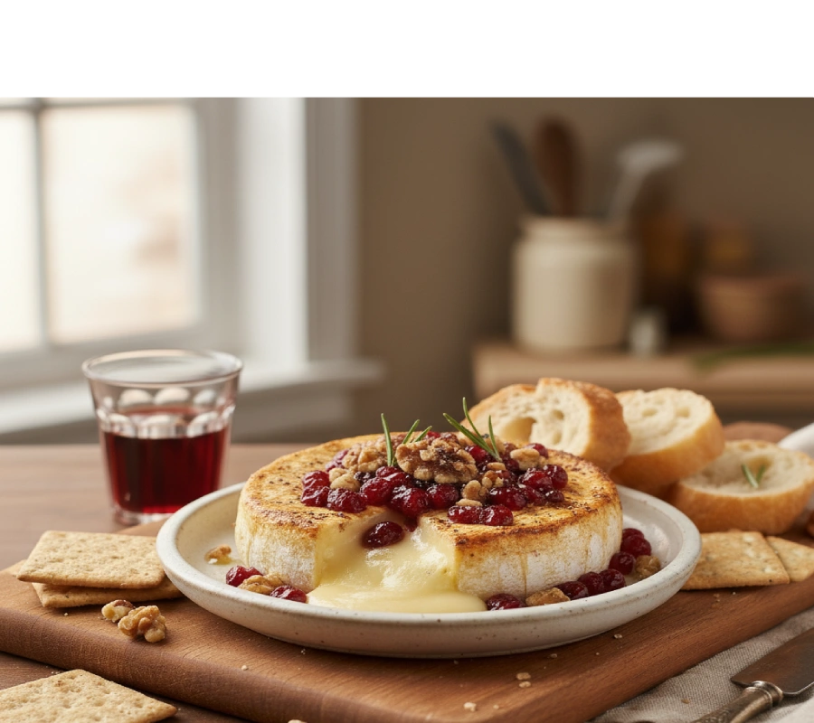 Pieczony camembert z żurawiną i orzechami