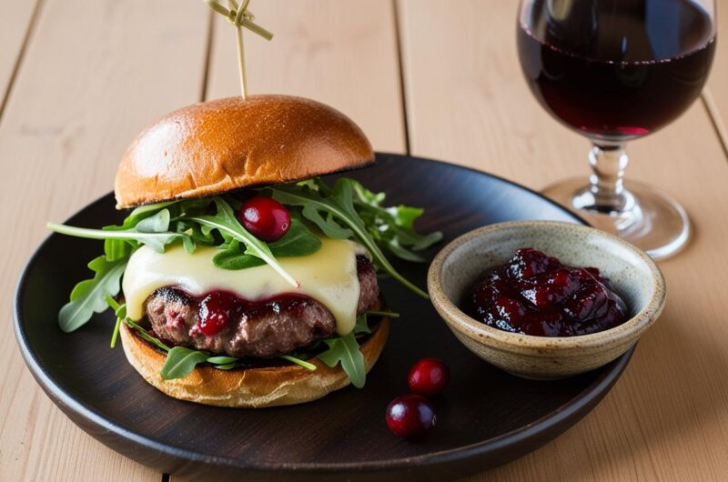 Burger wołowy z cammembertem i żurawiną