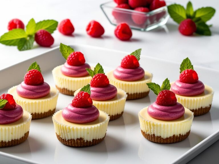 Mini serniczki z musem malinowym