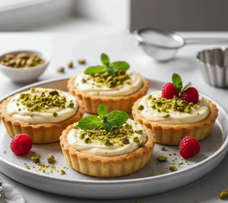Tartaletki z białą czekoladą i pistacjami