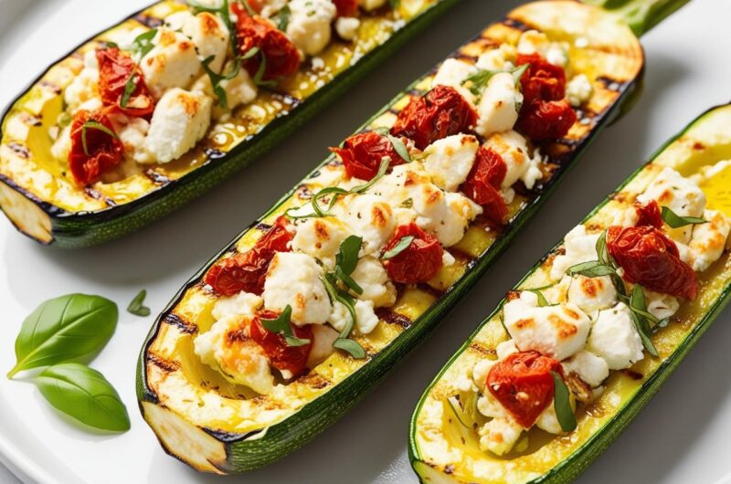 Grillowana cukinia faszerowana fetą i pomidorami