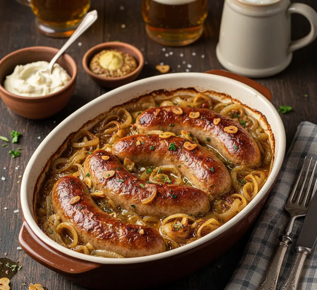 biała kiełbasa z cebulą