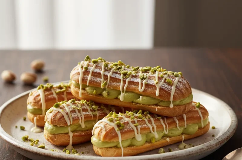 Eklerki z kremem pistacjowym