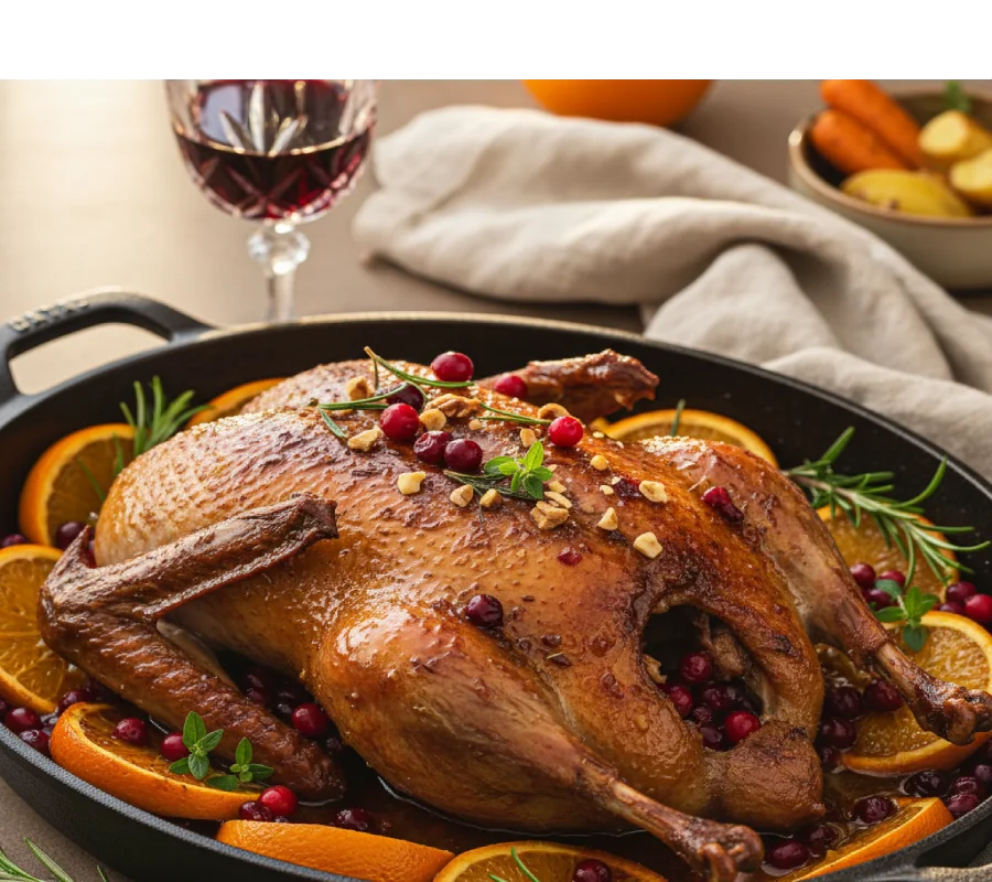 Kaczka pieczona z żurawiną