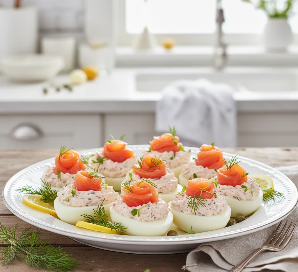  jajka faszerowane łososiem