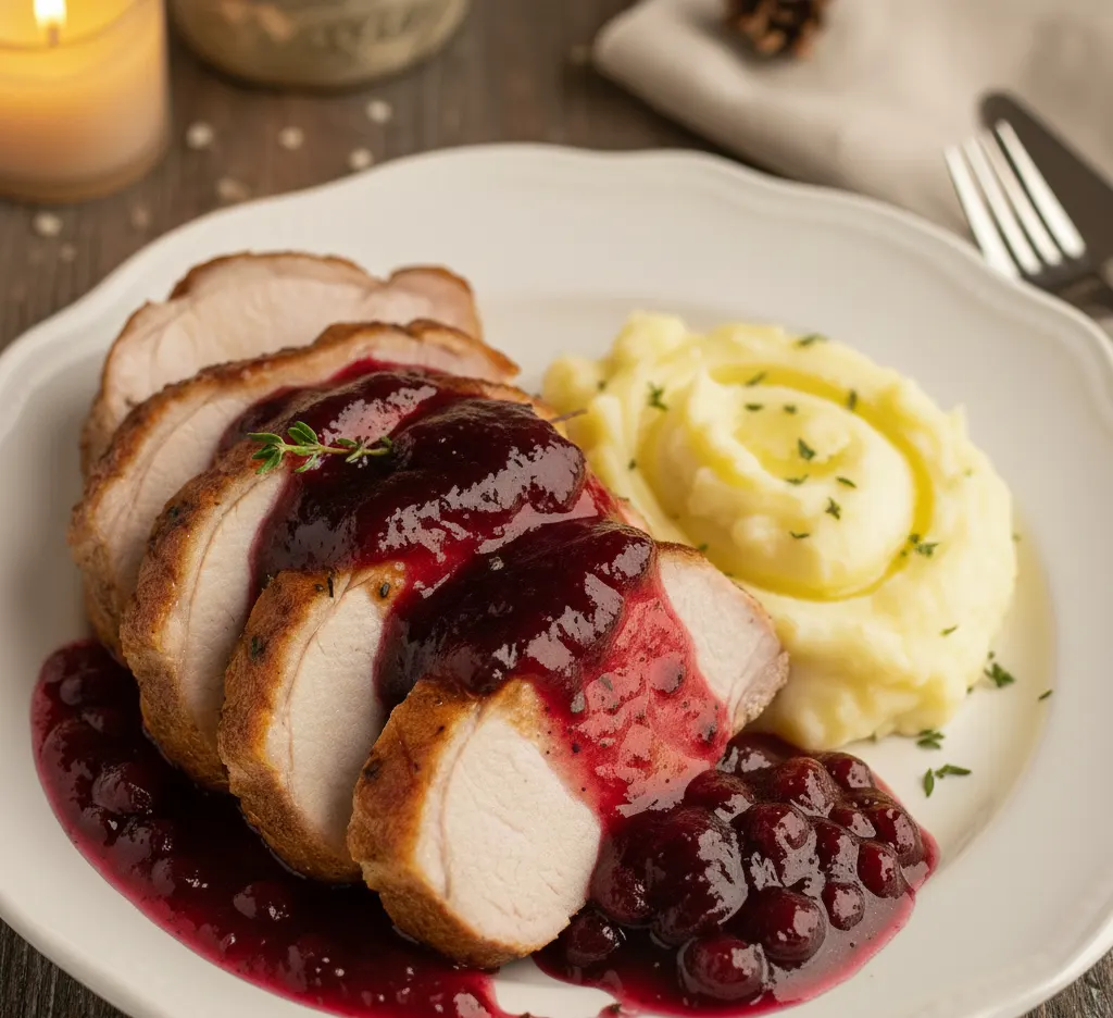 schab pieczony z żurawiną