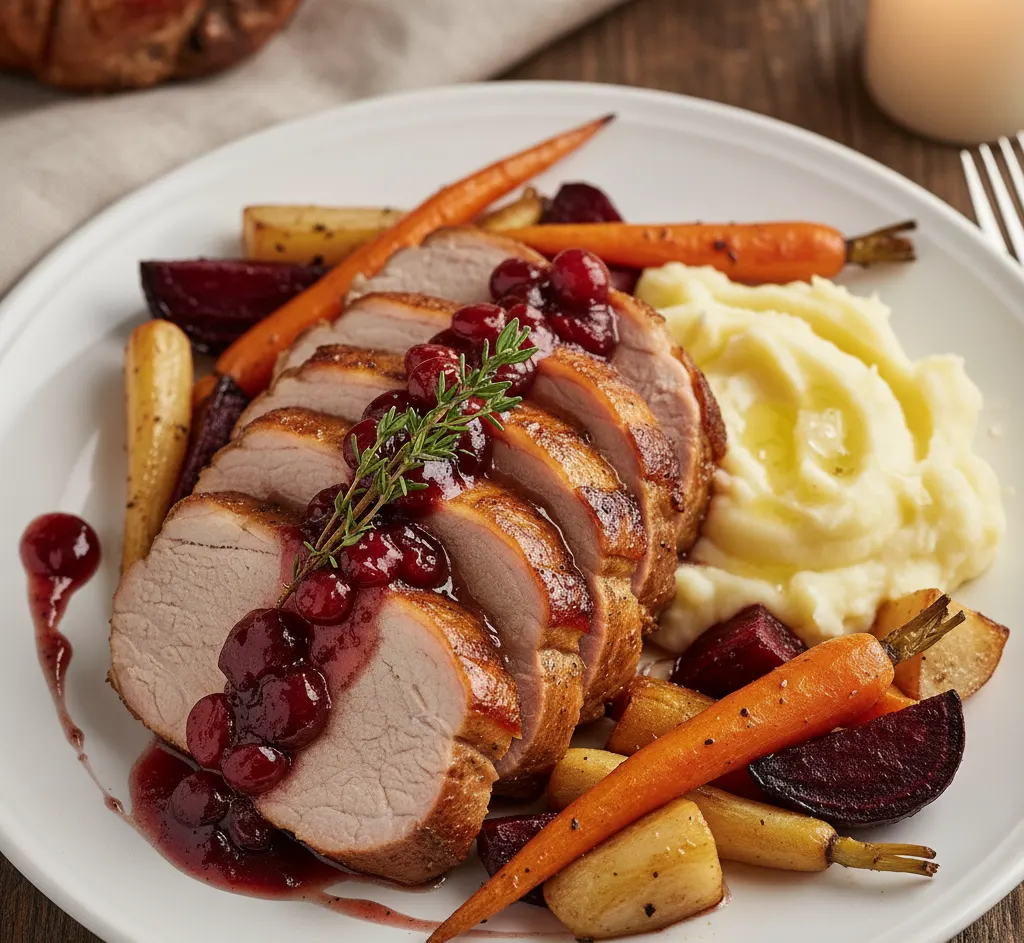 schab pieczony z żurawiną