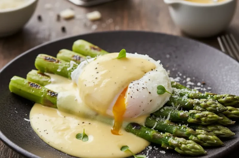 Grillowane szparagi z jajkiem sadzonym