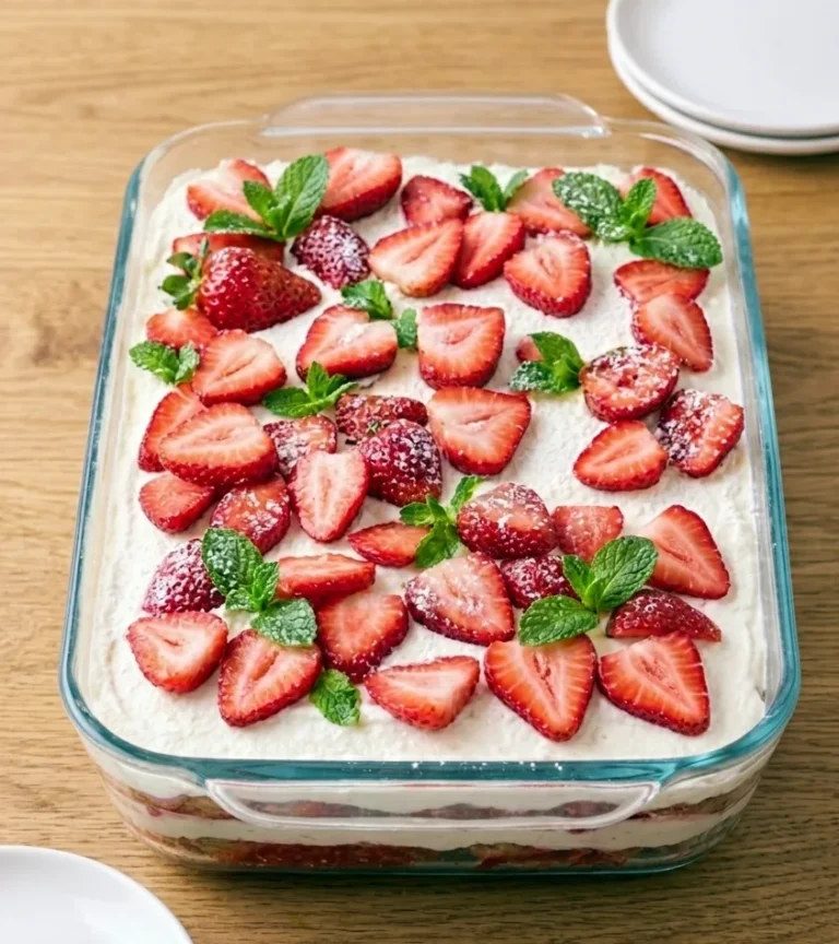 tiramisu z truskawkami na biszkoptach