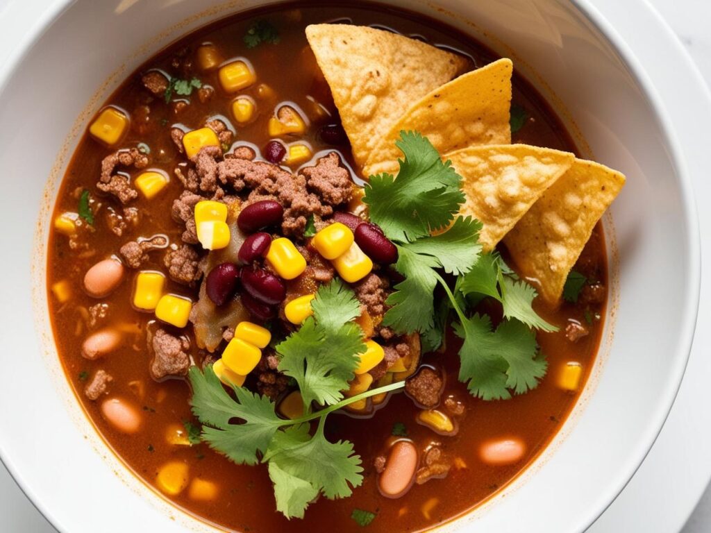 Zupa meksykańska z mięsem mielonym