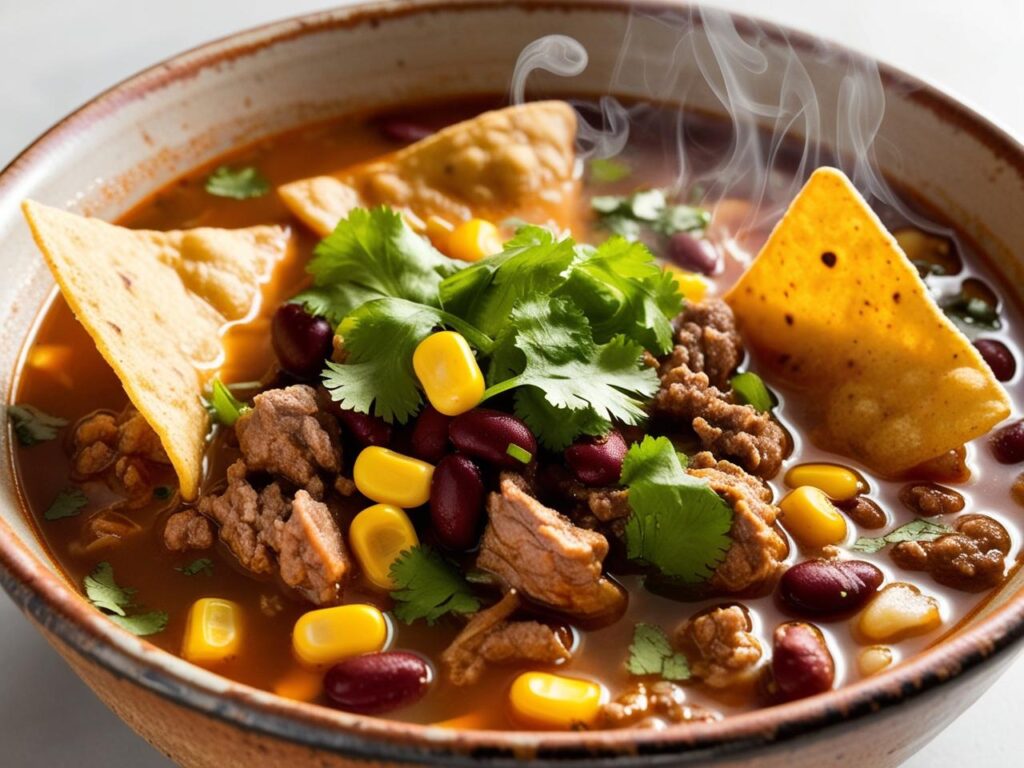 Zupa meksykańska z mięsem mielonym
