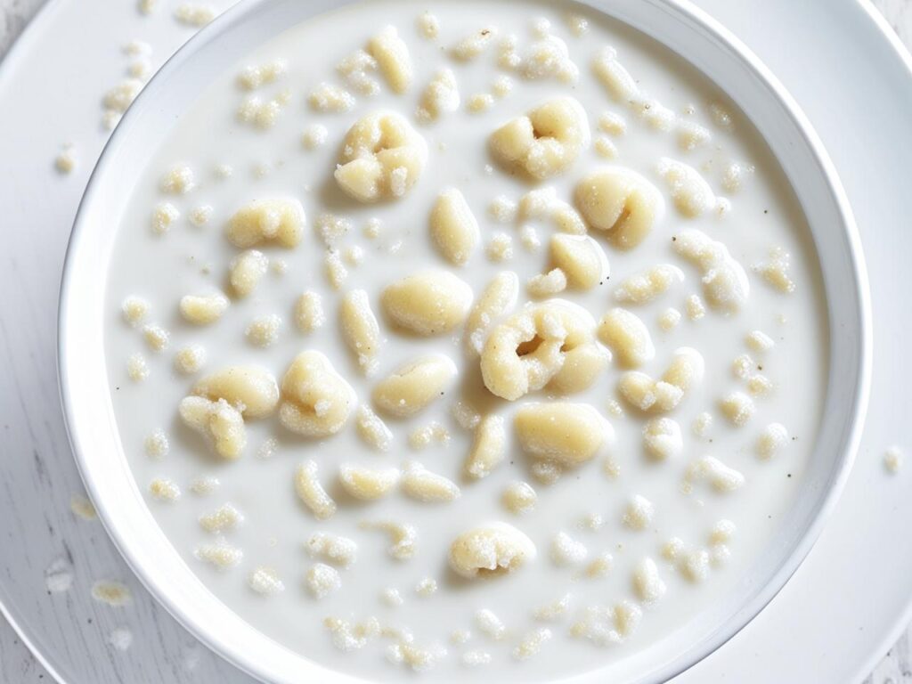 zupa mleczna z drobnymi grudkami makaronu 1 Zacierka