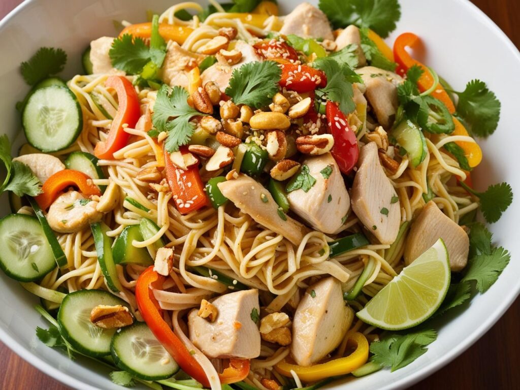 Sałatka z kurczakiem i makaronem ryżowym