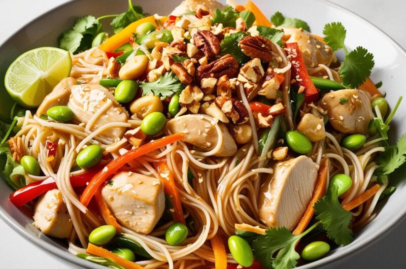 Sałatka z makaronem ryżowym i kurczakiem