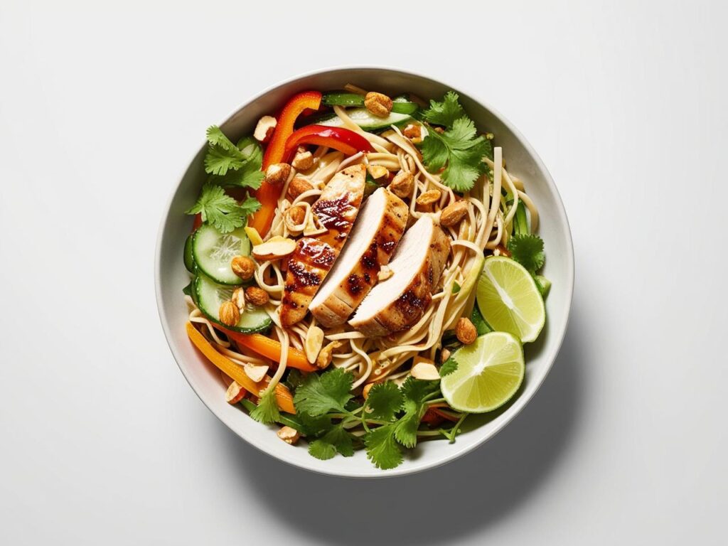 Sałatka z kurczakiem i makaronem ryżowym