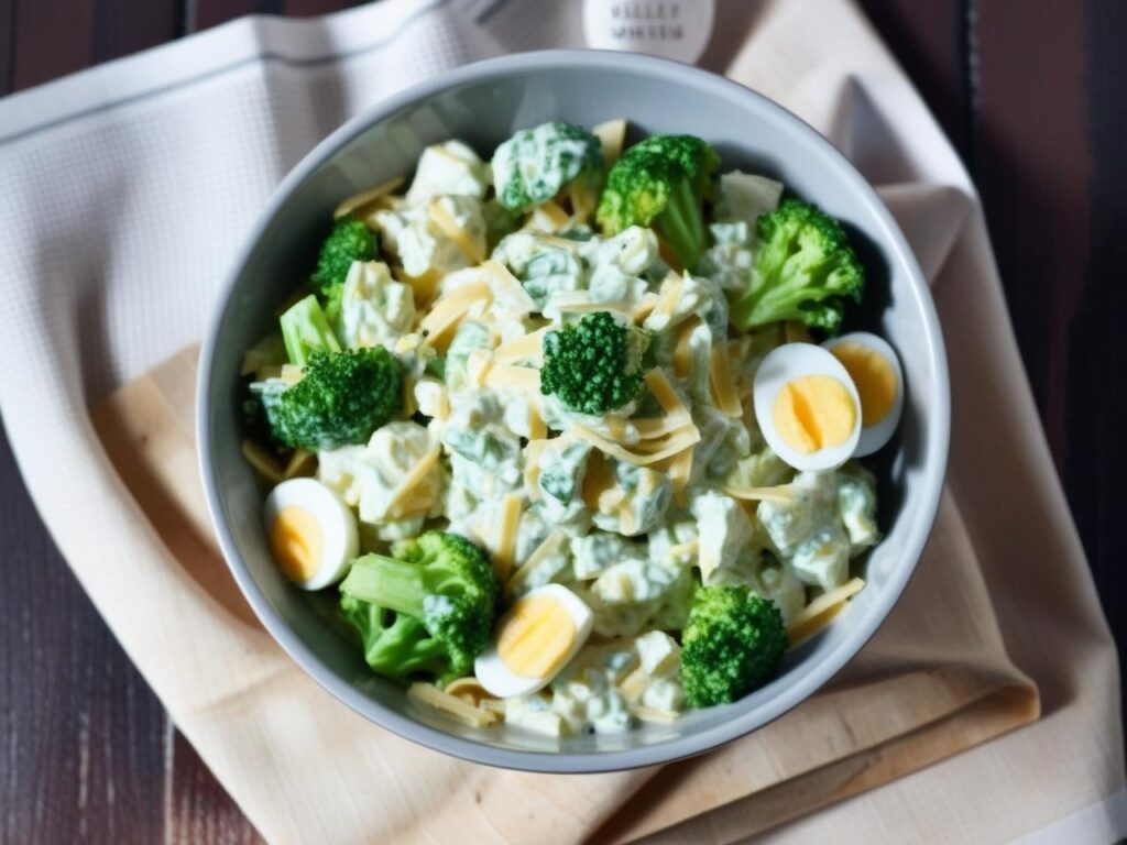 Najlepsza Sałatka brokułowa z serem i czosnkiem