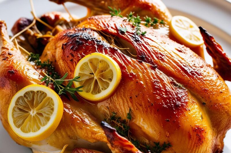 Kurczak pieczony w całości z cytryną