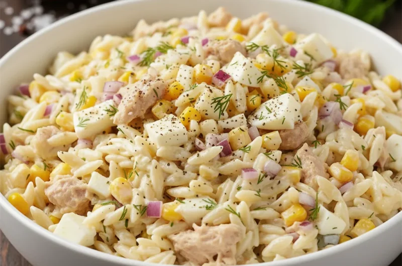 Sałatka z tuńczykiem i jajkiem i makaronem