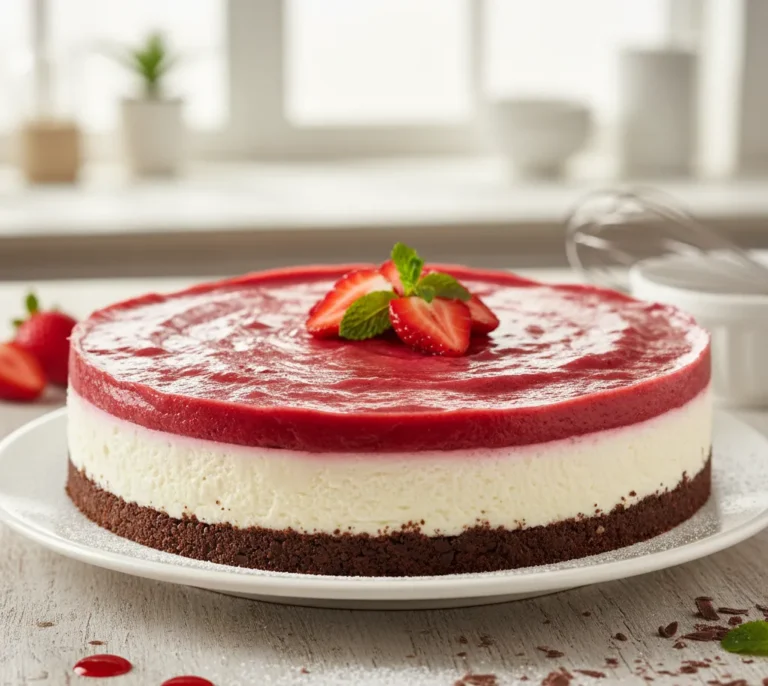 Sernik na zimno z musem truskawkowym