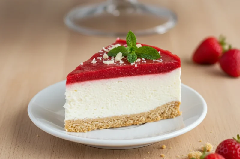 Sernik na zimno z wiaderka z musem truskawkowym