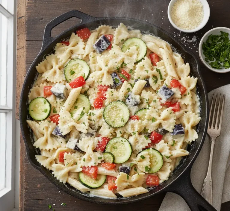 makaron z warzywami na patelnię