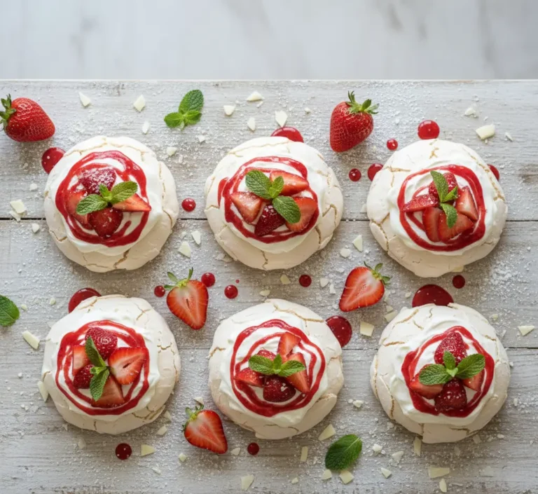 mini beza pavlowa z musem truskawkowym