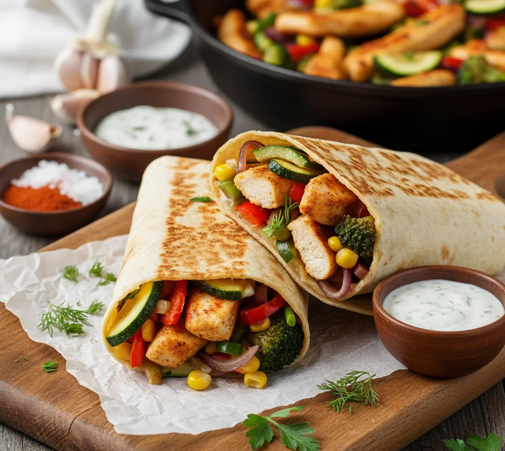 tortilla z warzywami na patelnie