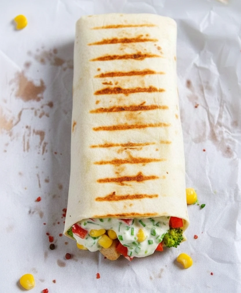 tortilla z warzywami na patelnię i kurczakiem