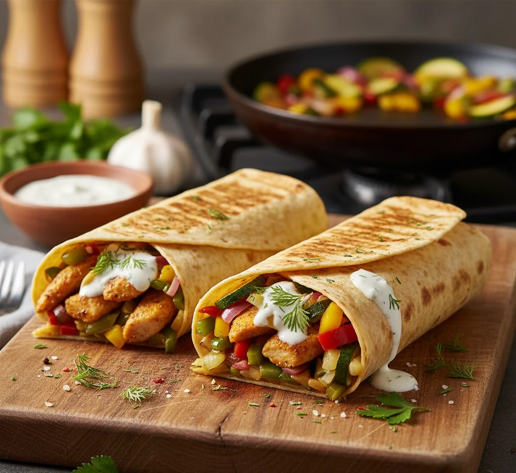 tortilla z warzywami na patelnie