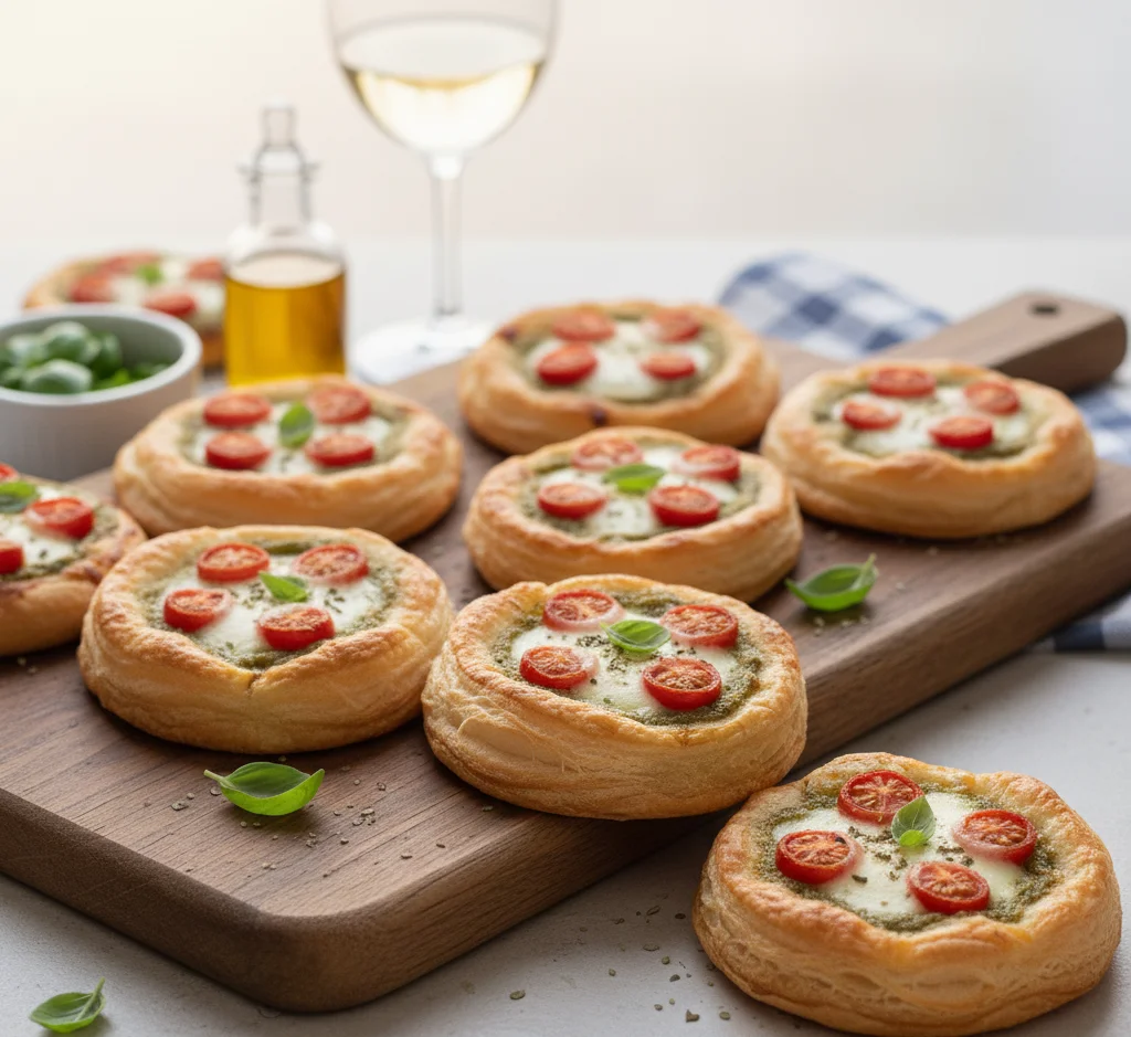 Mini pizze z ciasta francuskiego Pizzerki z ciasta francuskiego